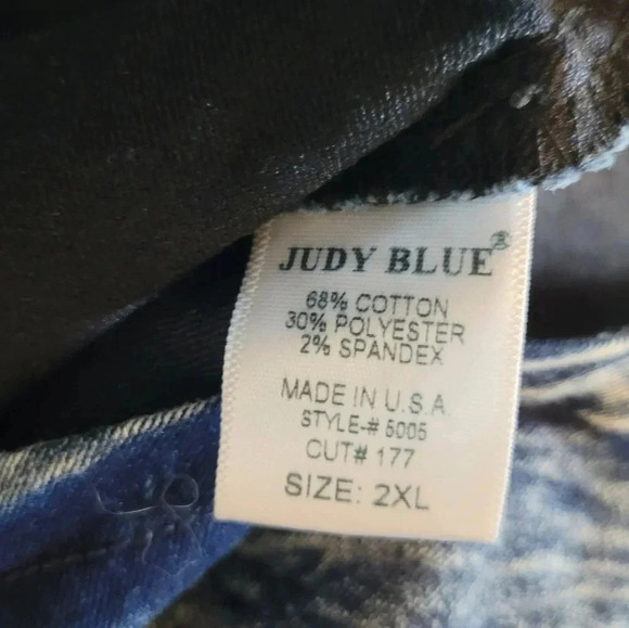 JUDY BLUE blue denim cotton spandex stretch pullover crop top, size 2X - Picture 4 of 9